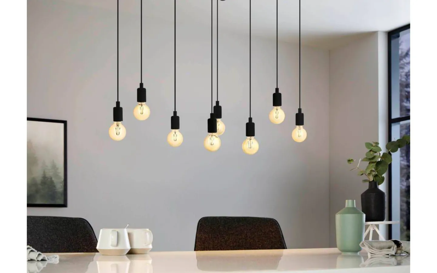 Eglo Hogsmill Taklampa 116cm 8L Svart* Stora Taklampor Ø70-150 Cm