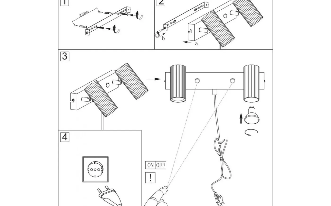 Hubble Vägglampa 2L 35cm Borstad Mässing