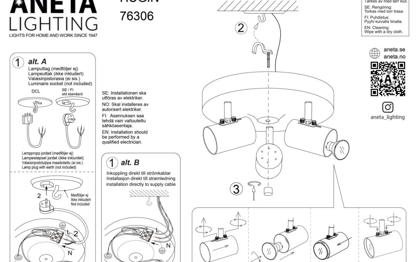 Hugin Takspotlight 25cm Vit