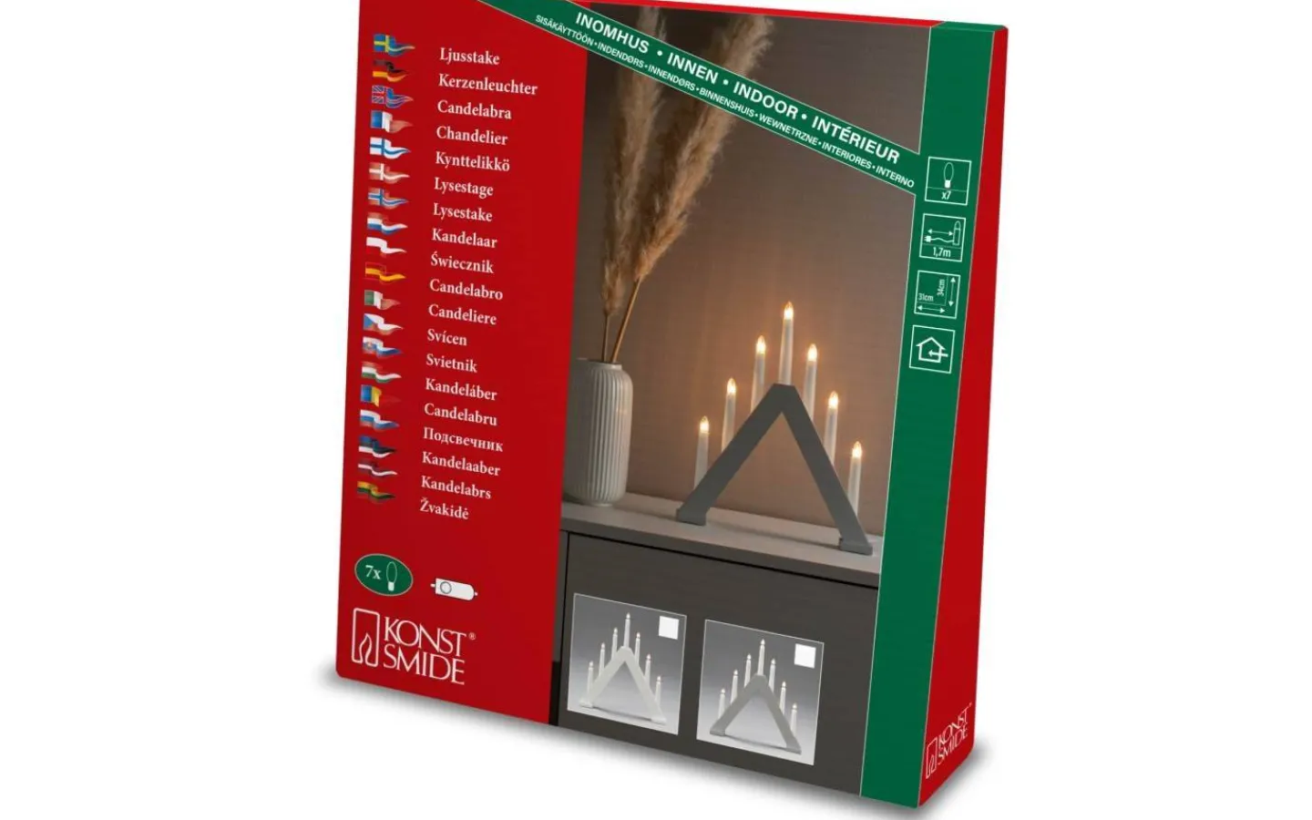 Visa Alla Adventsljusstakar|Adventsljusstakar 31-60 Cm<Konstsmide Ida Adventsljusstake 7L Grå 34cm