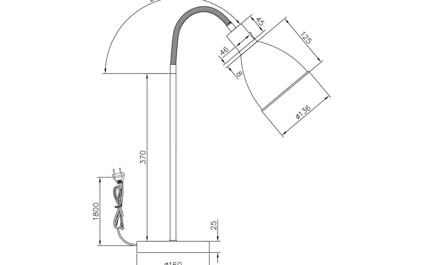 Aneta Idre Skrivbordslampa 52cm Vit* Skrivbordslampor
