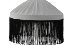 Mönstrade Lampskärmar|Enfärgade Runda Lampskärmar<Hallbergs Ingela Lampskärm Ø35cm Vit med Svart Frans