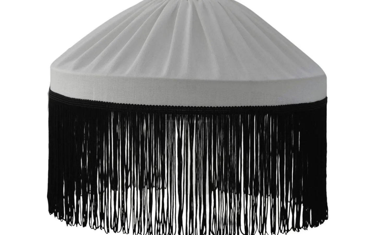 Mönstrade Lampskärmar|Enfärgade Runda Lampskärmar<Hallbergs Ingela Lampskärm Ø35cm Vit med Svart Frans