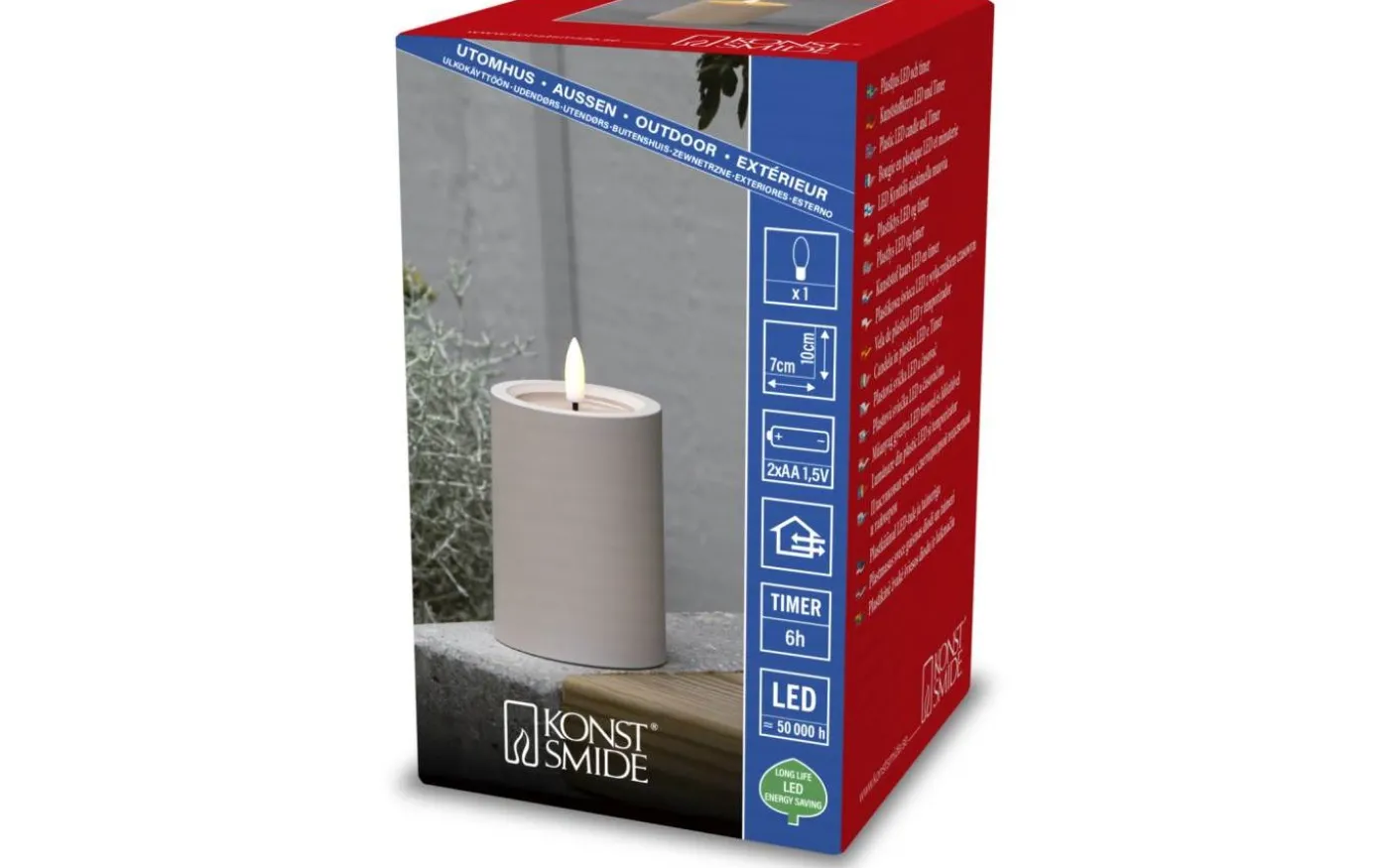 Iskrona Blockljus 10cm Matt beige IP44