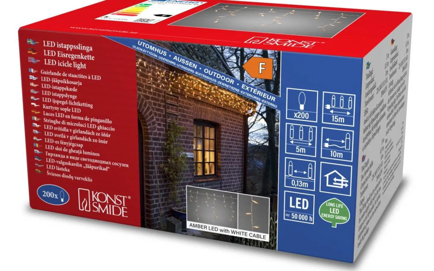 Ljusgardiner Och Istappsslingor<Konstsmide Istappsslinga LED 5m Amber IP44