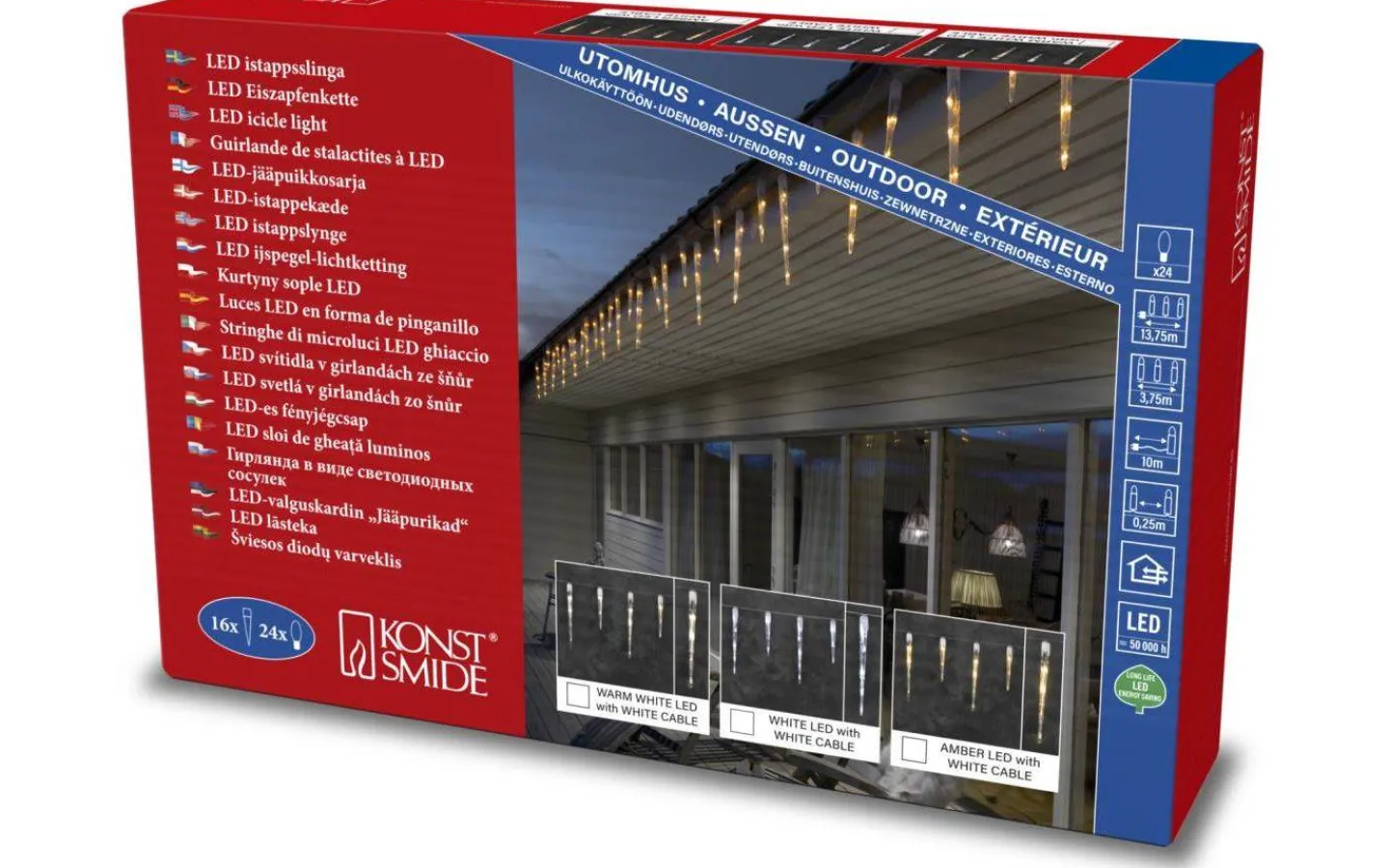 Ljusgardiner Och Istappsslingor<Konstsmide Istappsslinga 3,75m Amber IP44