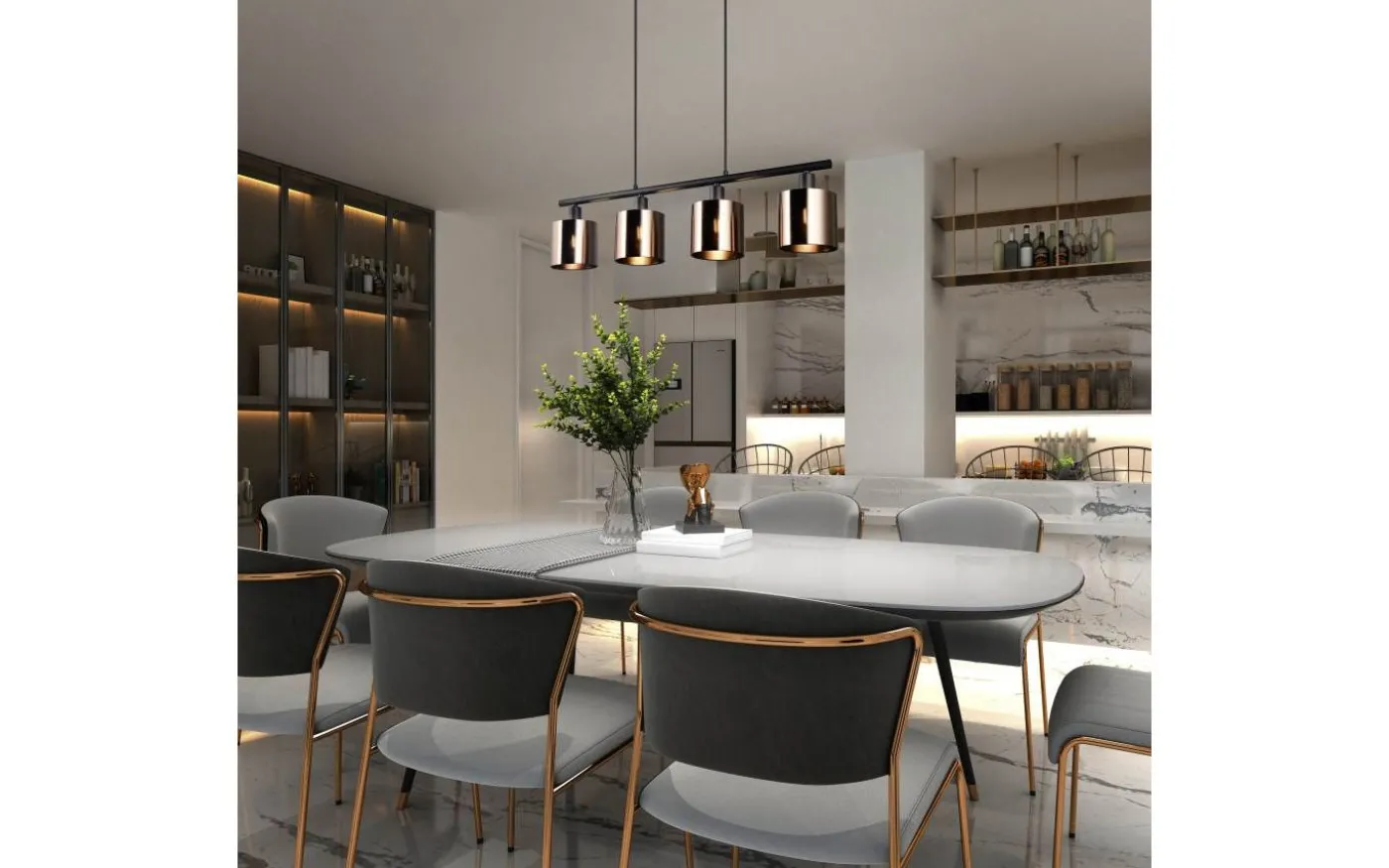 Jason Takpendel 4-delad E14 matt svart/brons