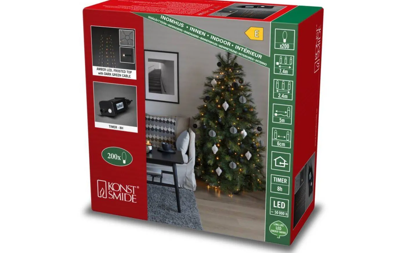 Julgransslinga 2,4m Frost Amber, Timerfunktion Inomhus