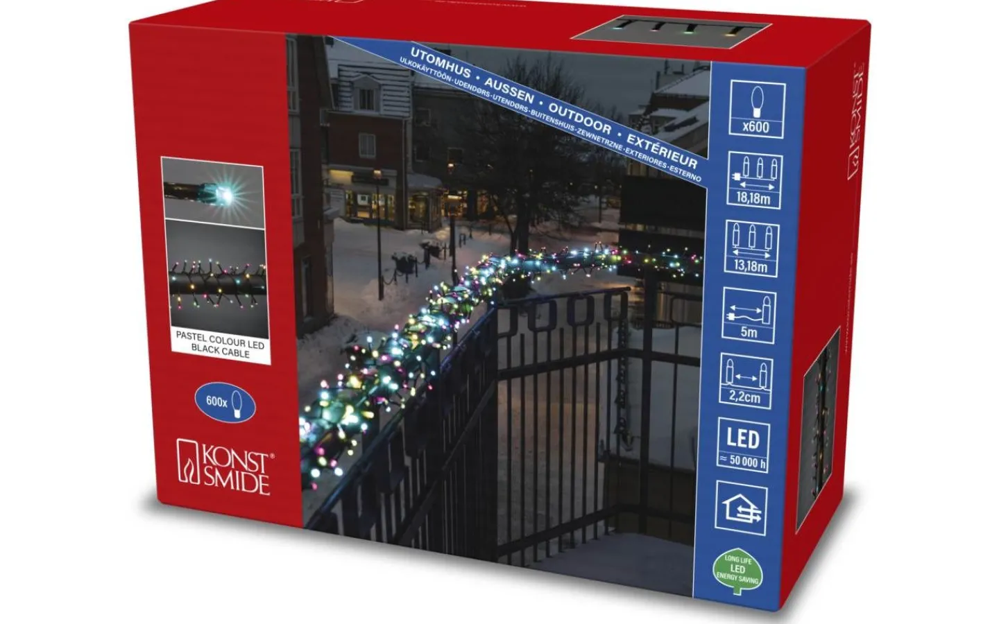 Långa Ljusslingor (11-20M)|Clusterslingor<Konstsmide Julgryning Clusterslinga 13,18m 600L Pastellfärger LED IP44