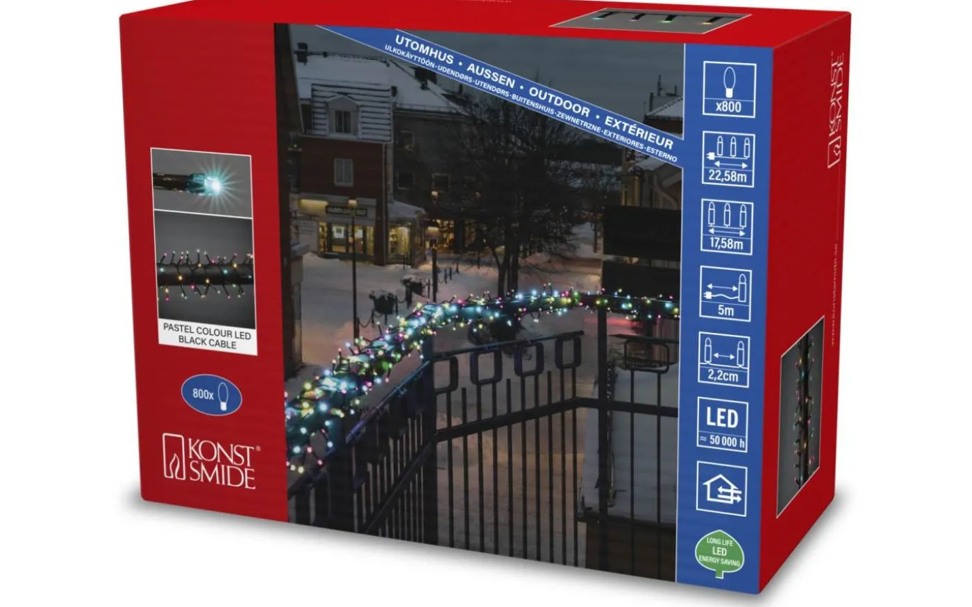 Julgryning Clusterslinga 17,58m 800L Pastellfärger LED IP44