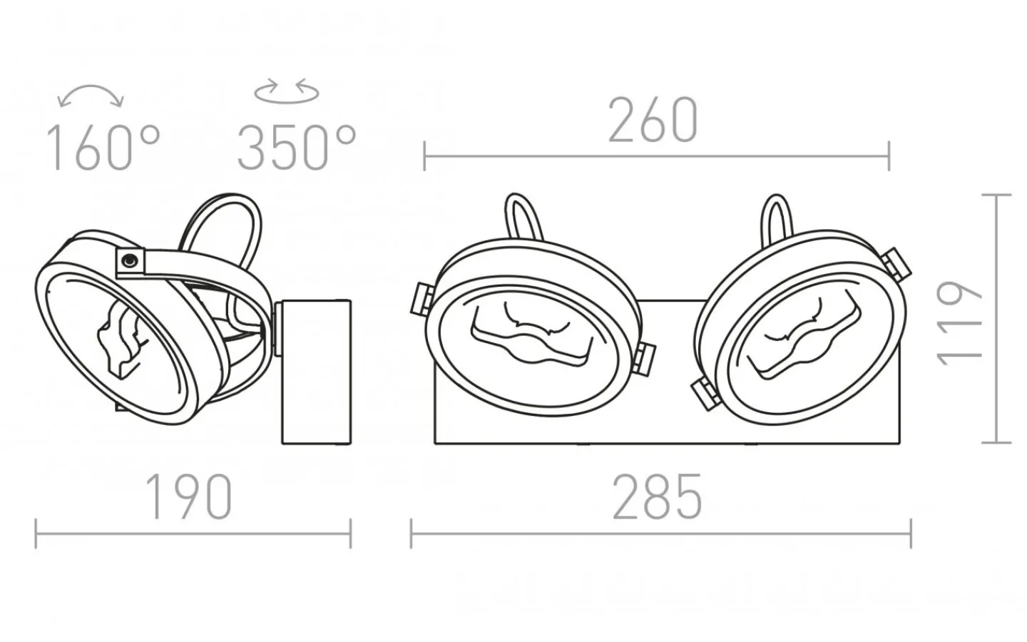 Rendl Kelly II Takspotlight Vit LED 2x12W 3000K* Avlånga Takspotlights|Takspot Med 2 Lampor