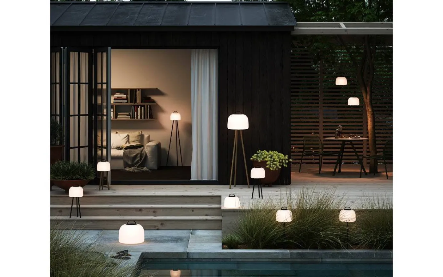 Nordlux Kettle Tripod 31cm Ekträ, tillbehör till Kettle Ø22cm och Kettle Ø36cm* Golvlampor Utomhus