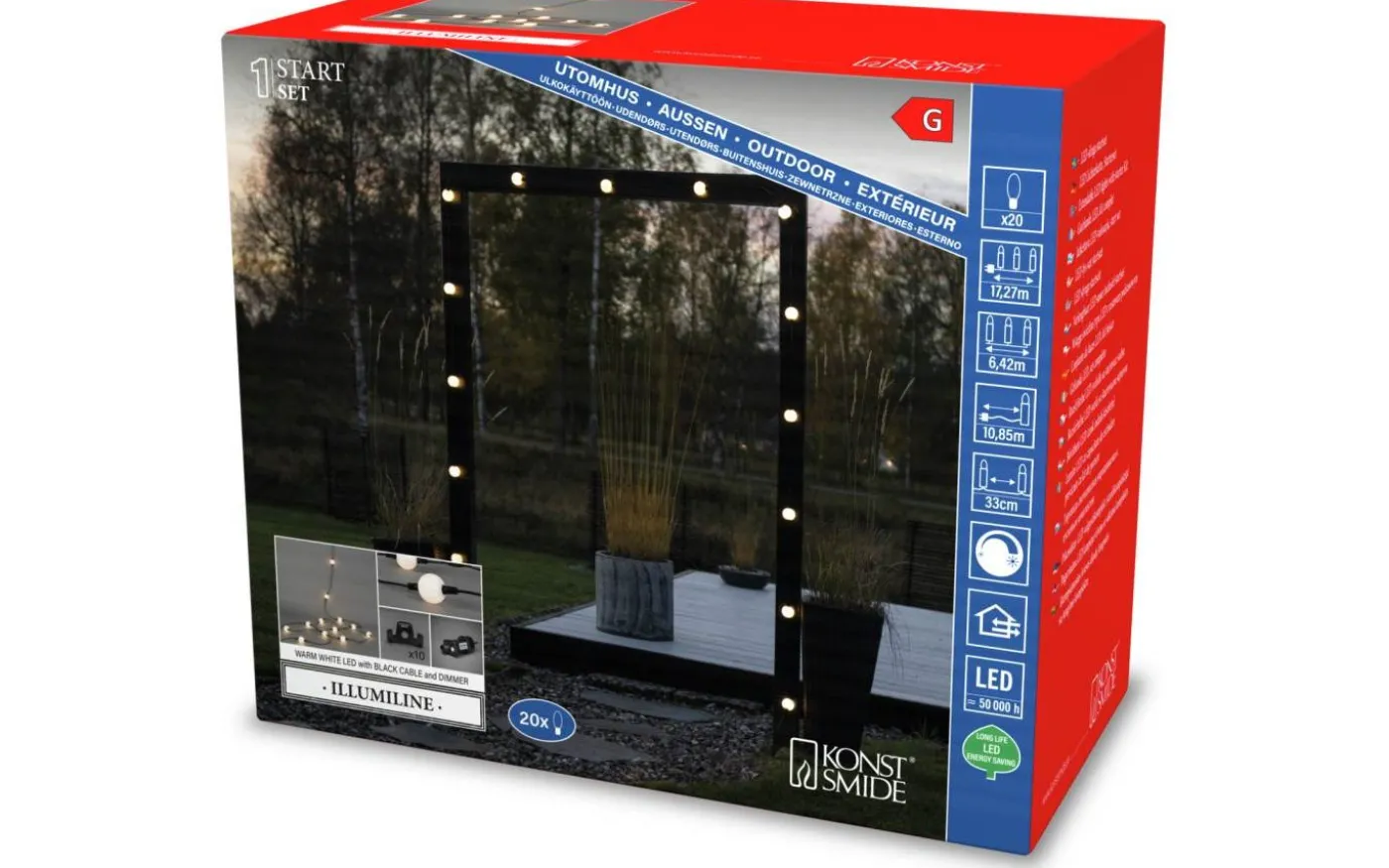Kristallglans Ljusslinga Startset 6,27m 20L Varmvit LED IP44