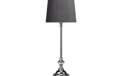 Bordslampor<PR Home Lampfot Andrea 43cm Krom med skärm Sofia Sammet Grå