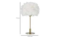 Bordslampor<Mauro Ferretti Largo Bordslampa Kullfjäder 50cm Vit/Guld