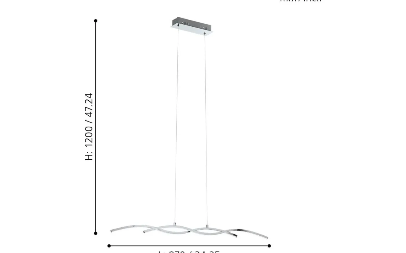 Lasana 2 Taklampa 87cm LED 3000K 2x9W Krom