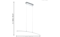 Eglo Lasana Taklampa 90cm LED 3000K 15W Krom* Avlånga Taklampor