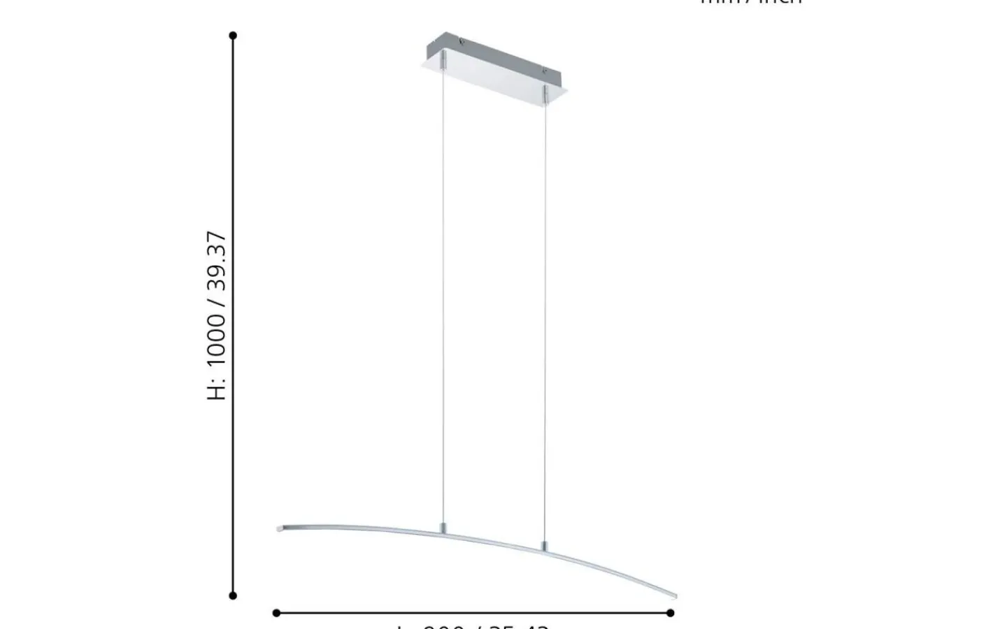 Eglo Lasana Taklampa 90cm LED 3000K 15W Krom* Avlånga Taklampor