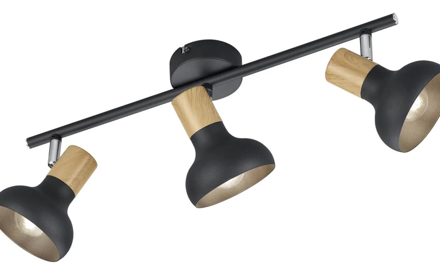 Avlånga Takspotlights|Takspot Med 3 Lampor<Reality Latika Spotlight 3-delad E14 matt svart/trä