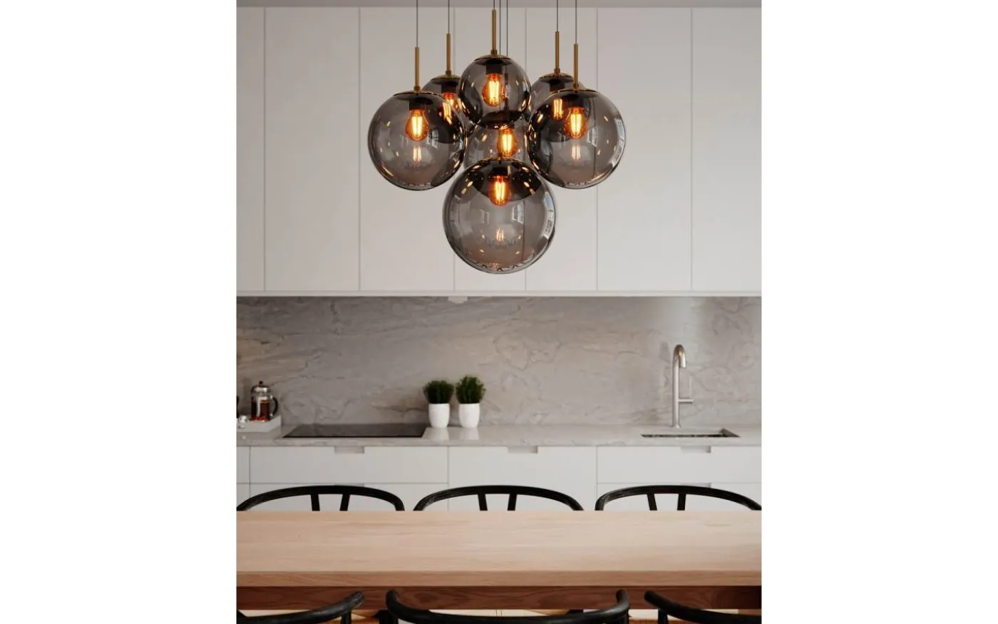 Laura Taklampa 53cm Svart/Rökgrå Glas