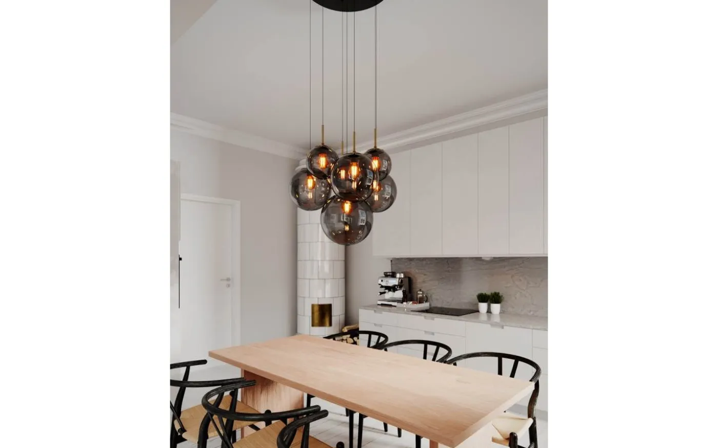 Laura Taklampa 53cm Svart/Rökgrå Glas