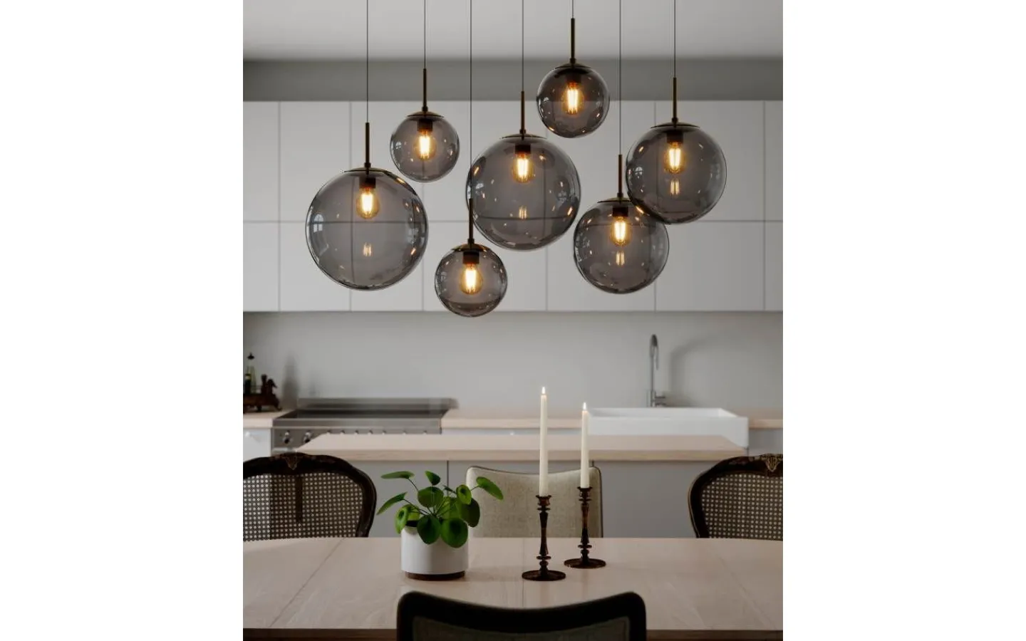 By Rydens Laura Taklampa 86cm Svart/Rökgrå* Avlånga Taklampor