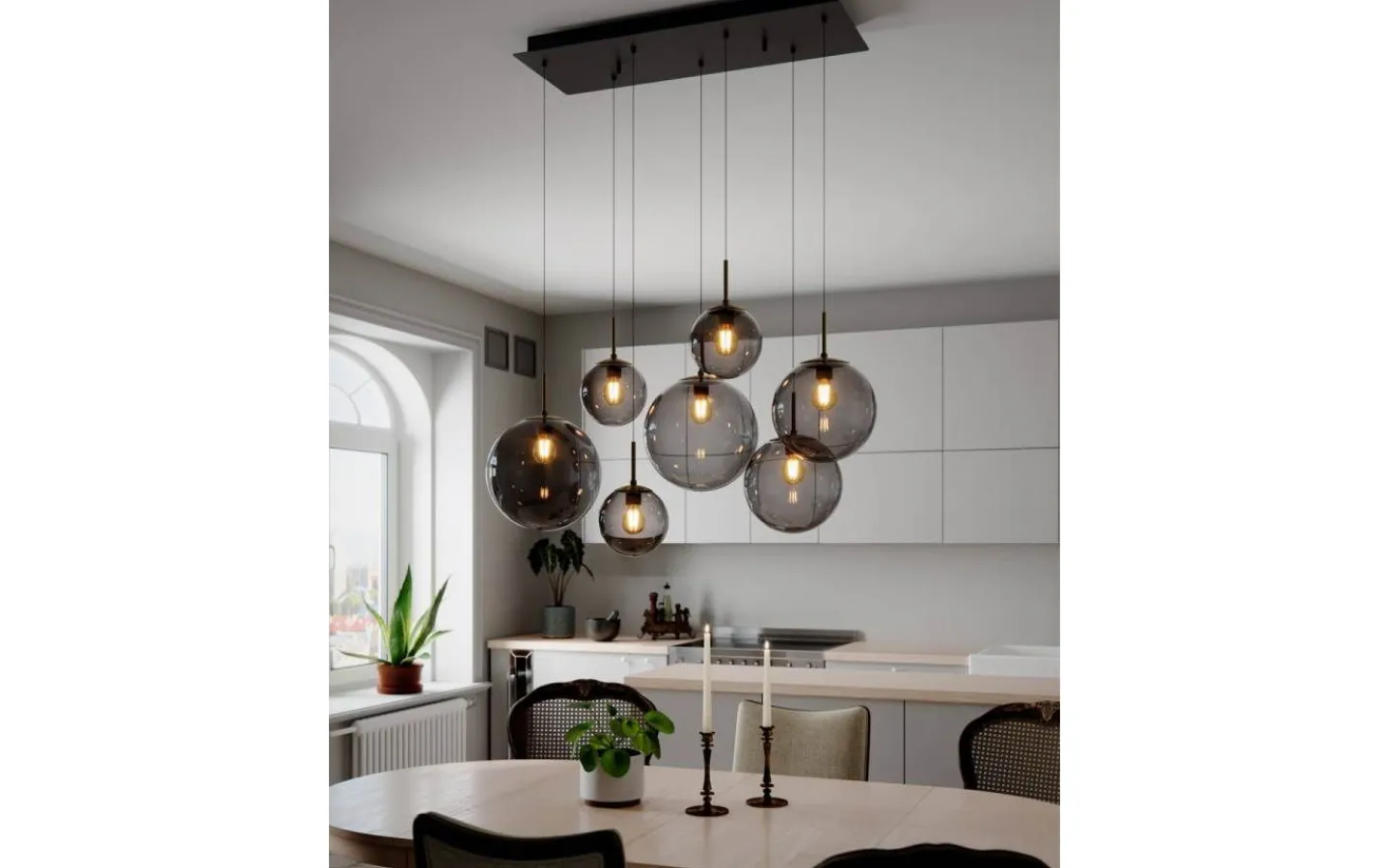 By Rydens Laura Taklampa 86cm Svart/Rökgrå* Avlånga Taklampor