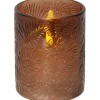 LED Blockljus Flamme Leaf 12,5cm Brun