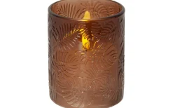 LED Blockljus Flamme Leaf 12,5cm Brun