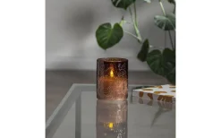 LED Blockljus Flamme Leaf 12,5cm Brun