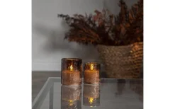 LED Blockljus Flamme Leaf 12,5cm Brun