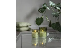 Ljuslyktor|Flamme Batteriljus (Hela Serien)<Star Trading LED Blockljus Flamme Leaf 12,5cm Grön