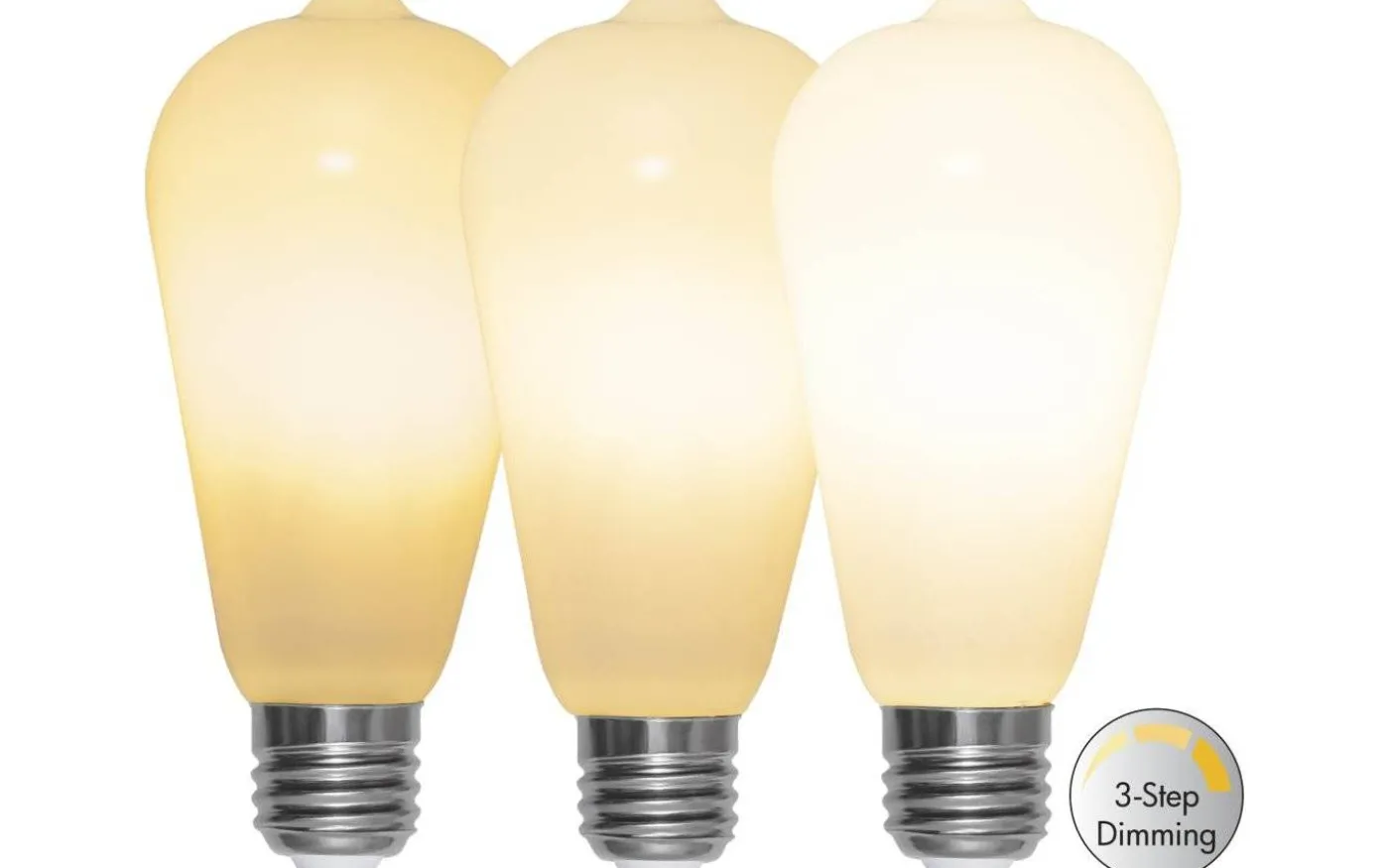 LED E27 3-Steg DIM Lyktlampa Opal RA90 2700K 600lm 6,5W(48W)