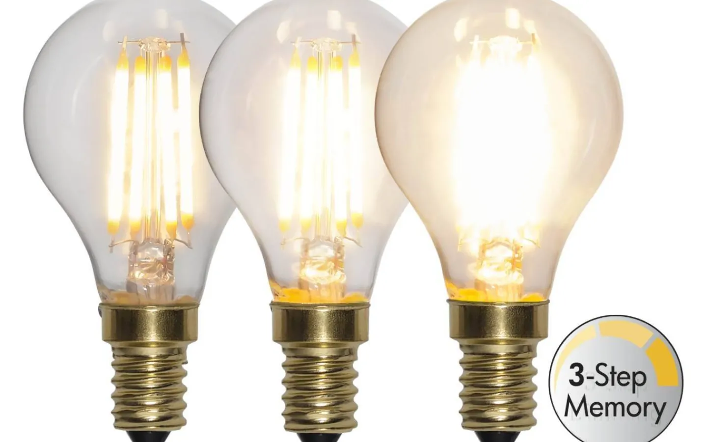 Dekorativa Ljuskällor E14|3-Steg Dim E14<Star Trading LED E14 3-Steg DIM Minne Klot 2100K 400lm 4W(40W)