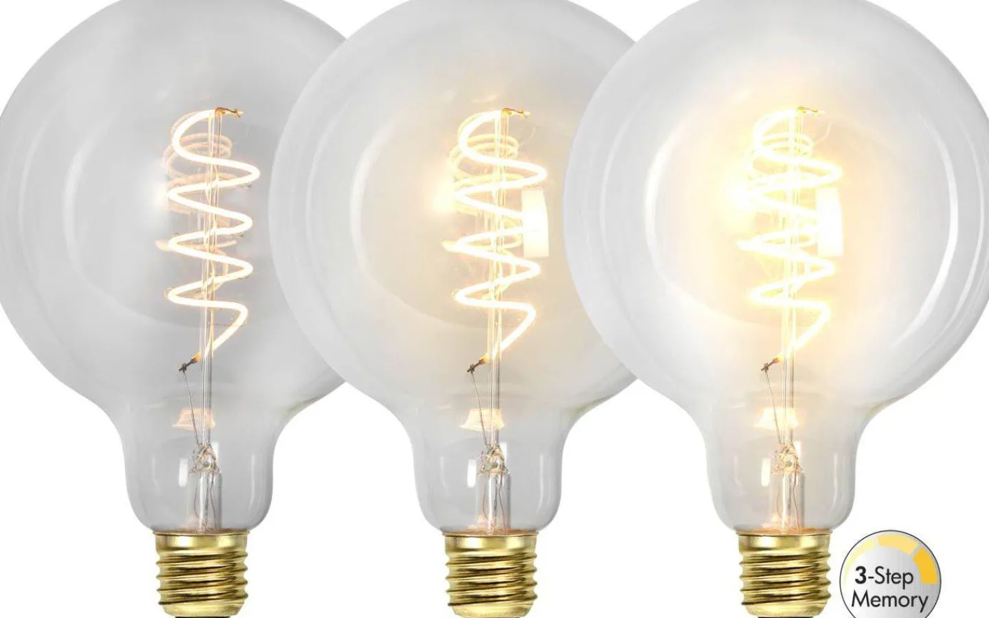 Dekorativa Ljuskällor E27|3-Steg Dim E27<Star Trading LED E27 3-Steg DIM-Minne Glob 125mm Spiral 2100K 270lm 4W(27W)