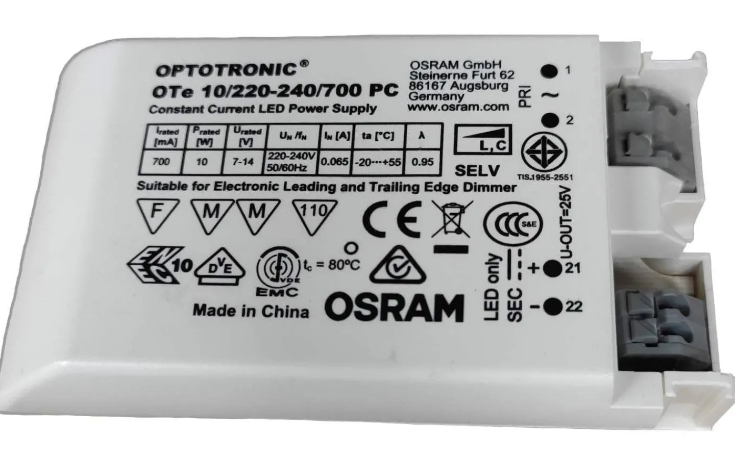 Led-Driver (Konstantström Ma)<Rendl LED-driver Konstantström 700mA 4,9-9,8W Dimbar