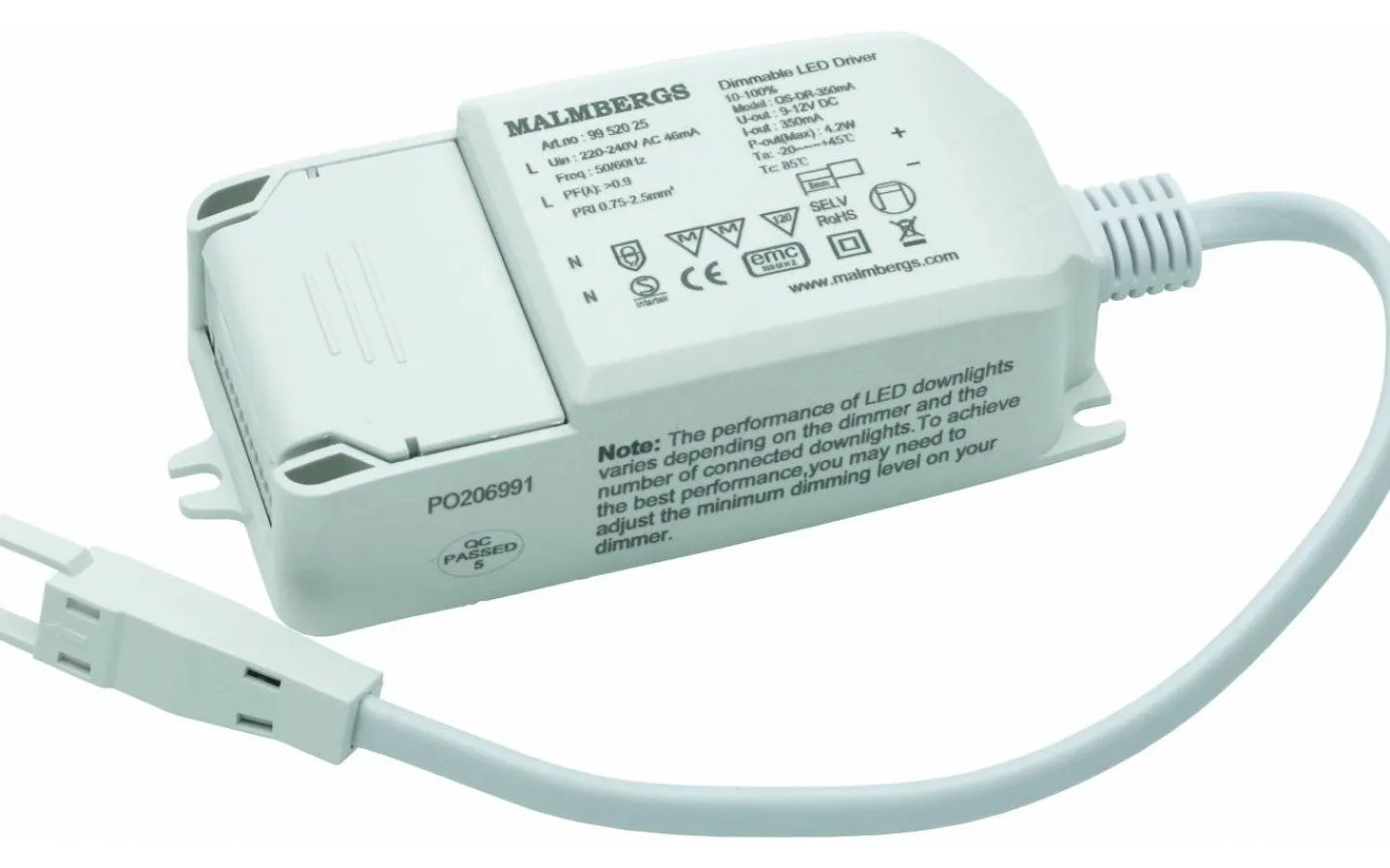 Led-Driver (Konstantström Ma)<Malmbergs LED-driver Konstantström 350mA 3,2-5,6W Dimbar