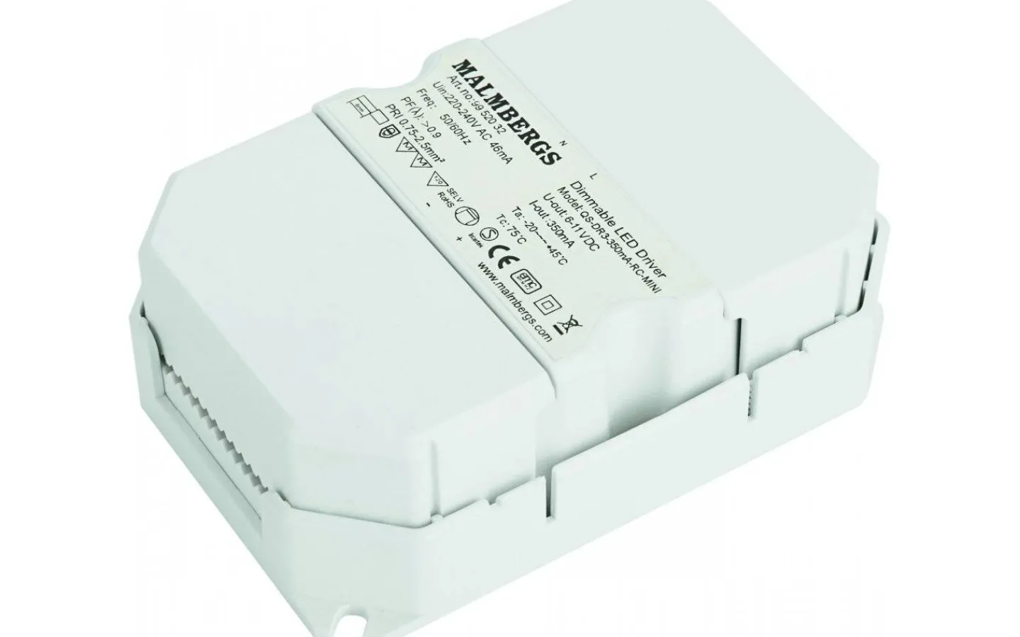 Led-Driver (Konstantström Ma)<Malmbergs LED-driver Konstantström 350mA 2,1-3,8W Dimbar