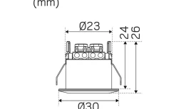 Hidealite LED-Spot för fönstersmygar 30mm, 3000K 60lm 1,3W 350mA Vit* Minispotlights & Ledpuckar