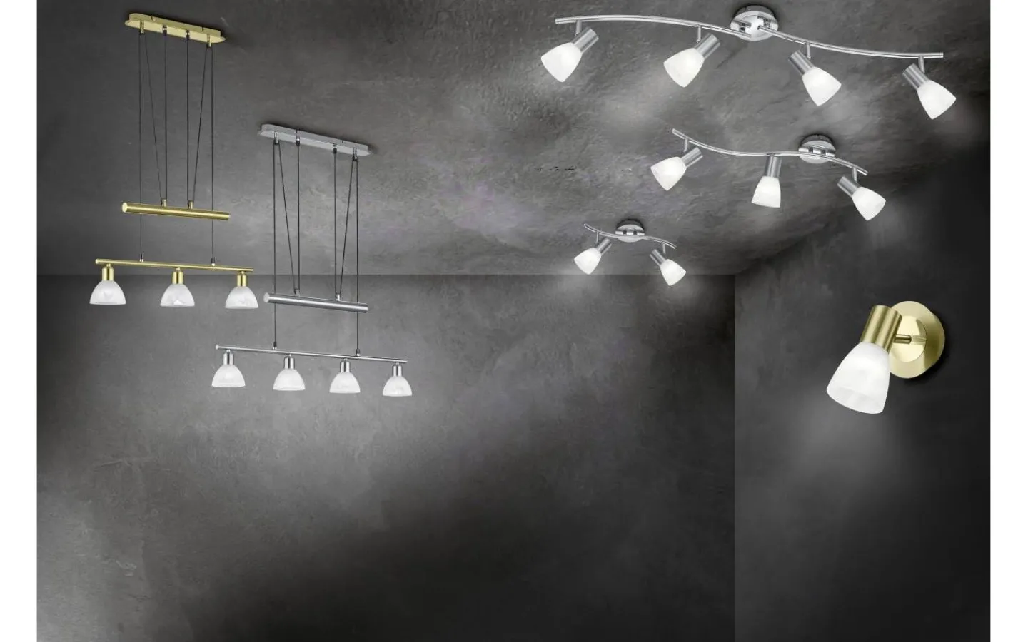 Avlånga Takspotlights|Takspot Med Minst 4 Lampor<Trio Lighting Levisto Spotlight 4-delad E14 borstad stål