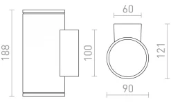 Rendl Lizzi II Vägglampa Antracit IP54* Upp & Nedljus Lampor