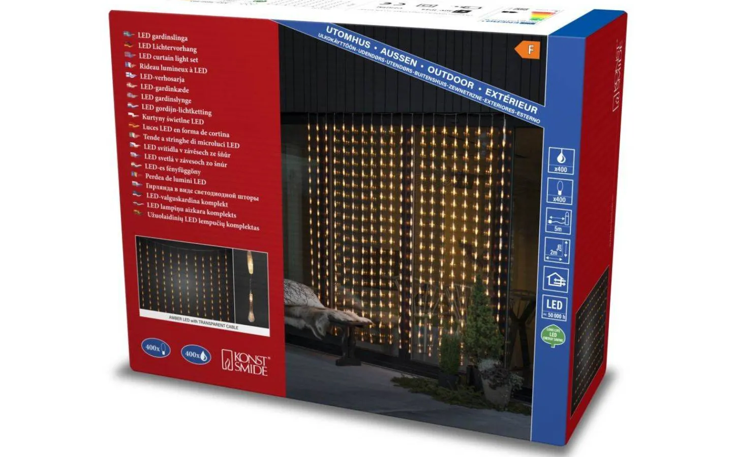 Ljusgardiner Och Istappsslingor<Konstsmide Ljusgardin Drops 200x200cm Amber IP44