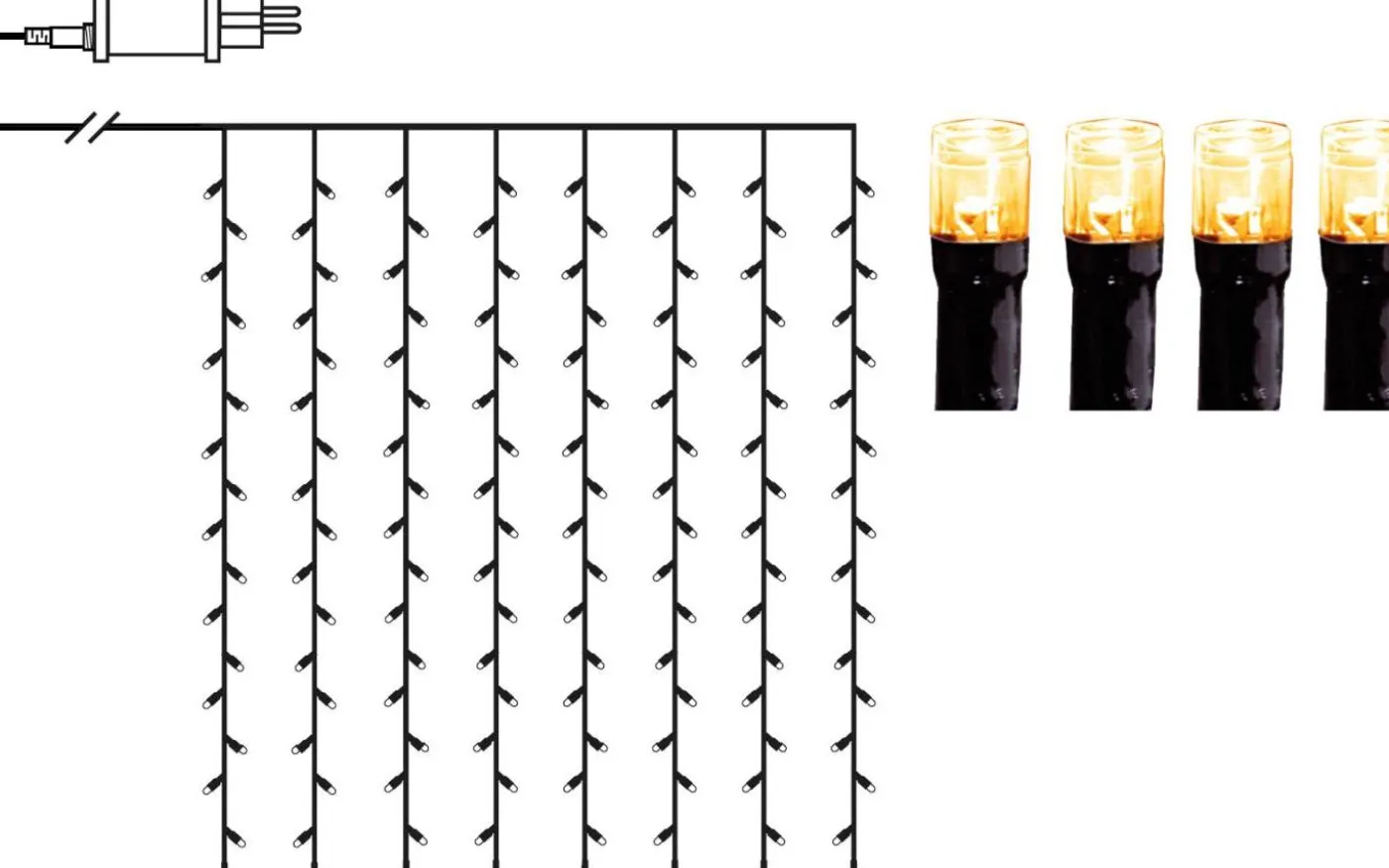 Ljusgardin Golden Warm White 1,3x1,3m 80LED IP44
