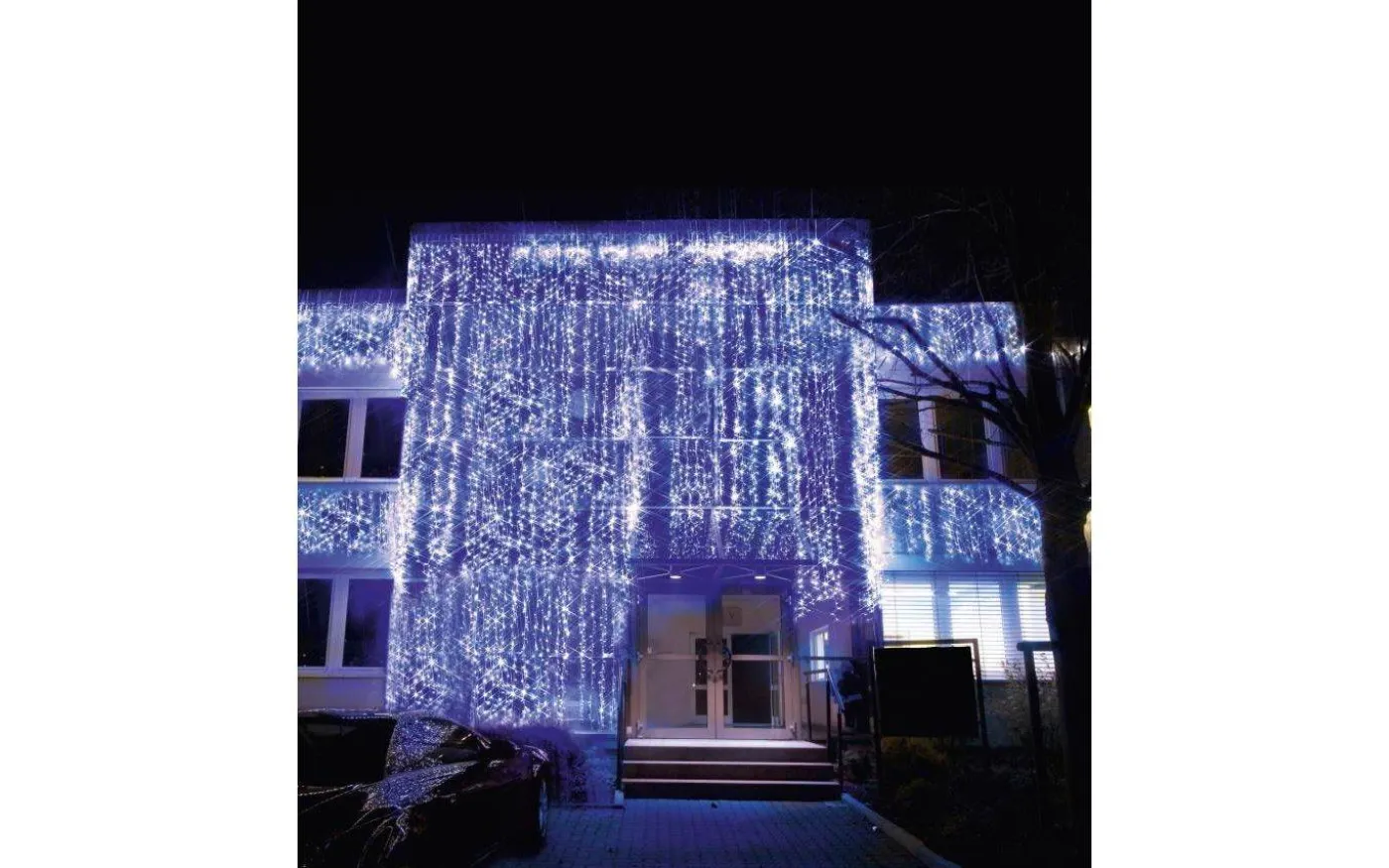 Ljusgardin System LED 1x2m Kallvit Svart Kabel