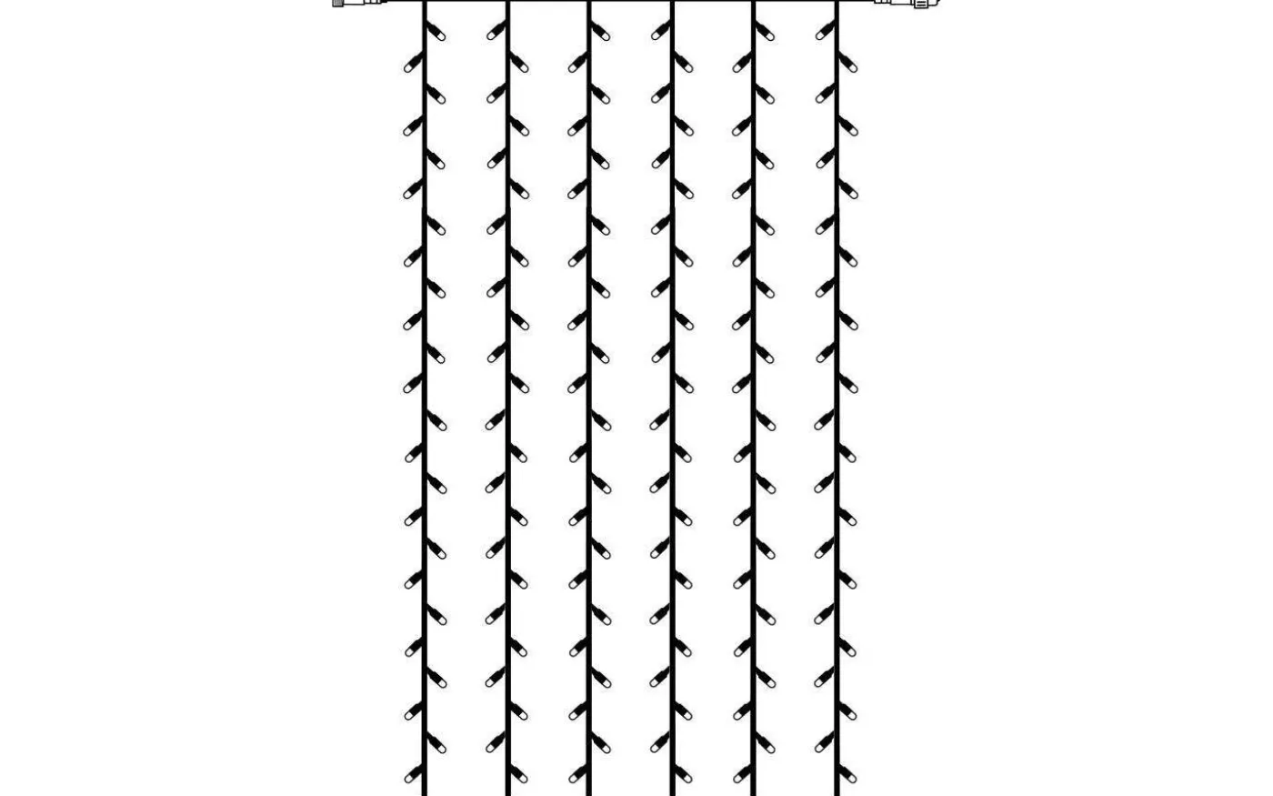 Ljusgardin System LED 1x2m Kallvit Svart Kabel