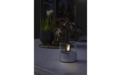 Ljuslyktor|Blockljus Utomhus<Konstsmide Ljusmarschall med Fjärrkontroll Silver IP44