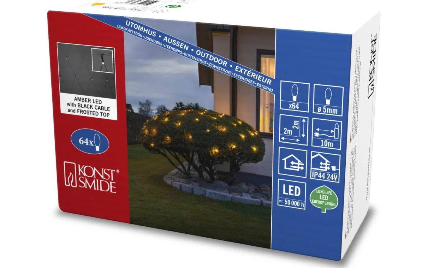 Konstsmide Ljusnät 2x2m Frostad Amber IP44* Ljusnät