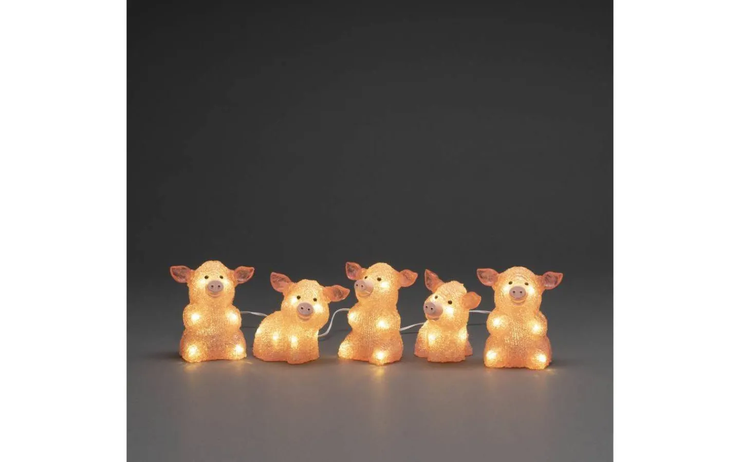 Julpynt Utomhus|Utomhusdekorationer<Konstsmide Ljusslinga Grisar 4m Rosa IP44