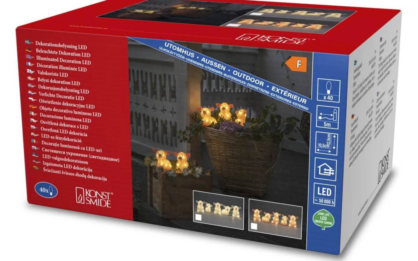 Julpynt Utomhus|Utomhusdekorationer<Konstsmide Ljusslinga Grisar 4m Rosa IP44