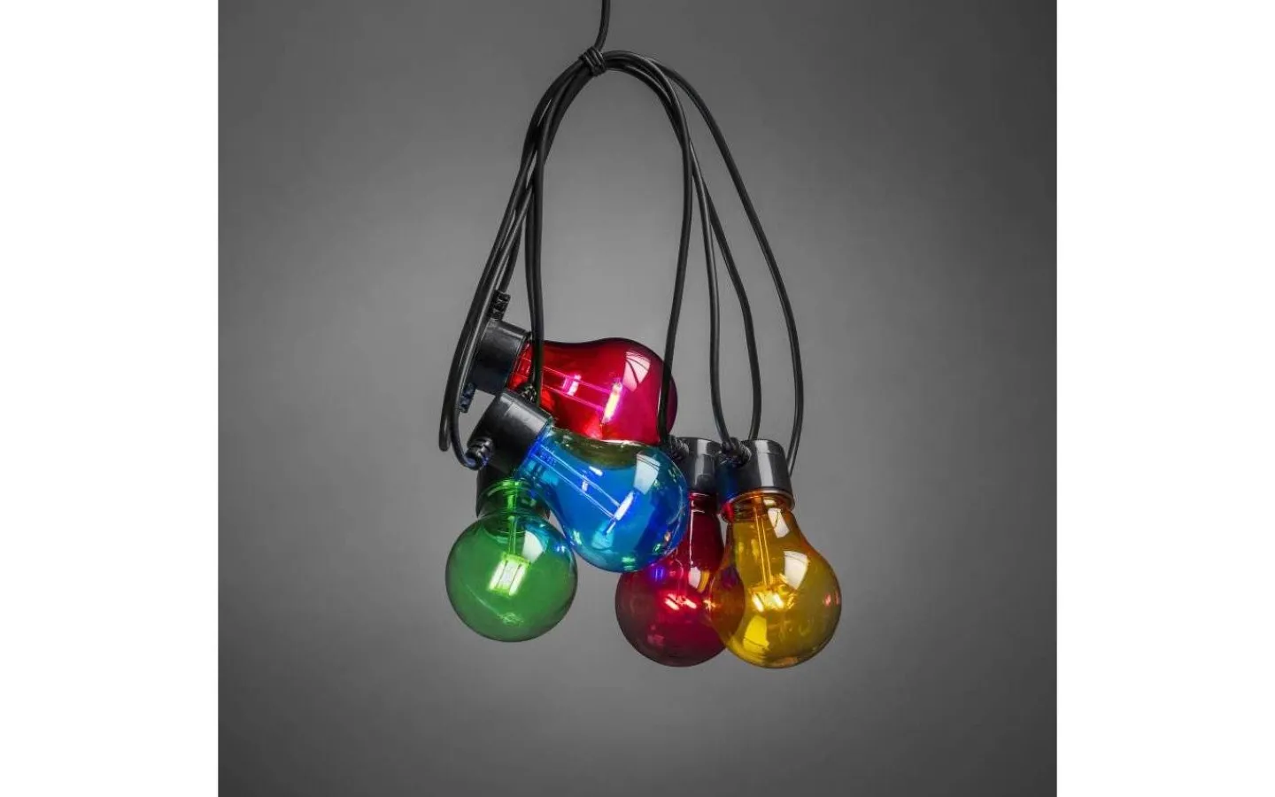 Konstsmide Ljusslinga Batteridriven 5L Svart Med Timer 2m Multi* Batterislingor Utomhus|Batterislingor Utomhus